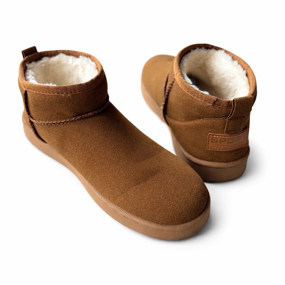 SPORT Best Fashion EU Size 42 Brown faux suede sherpa lined booties boots shoes